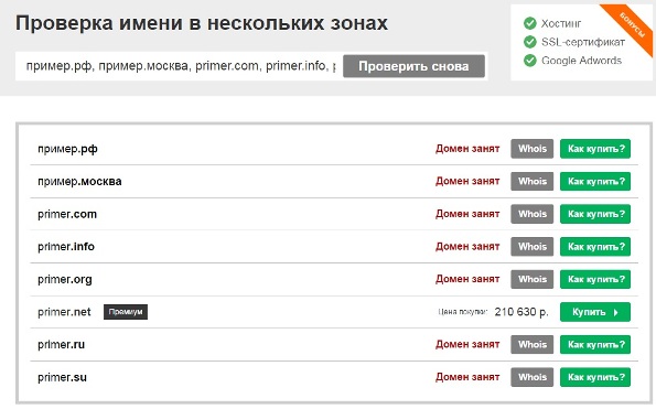 Покупка доменов на Рег.ру