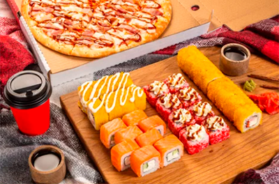 Продуктовый шопинг: как выгодно заказать пиццу и роллы не выходя из дома!