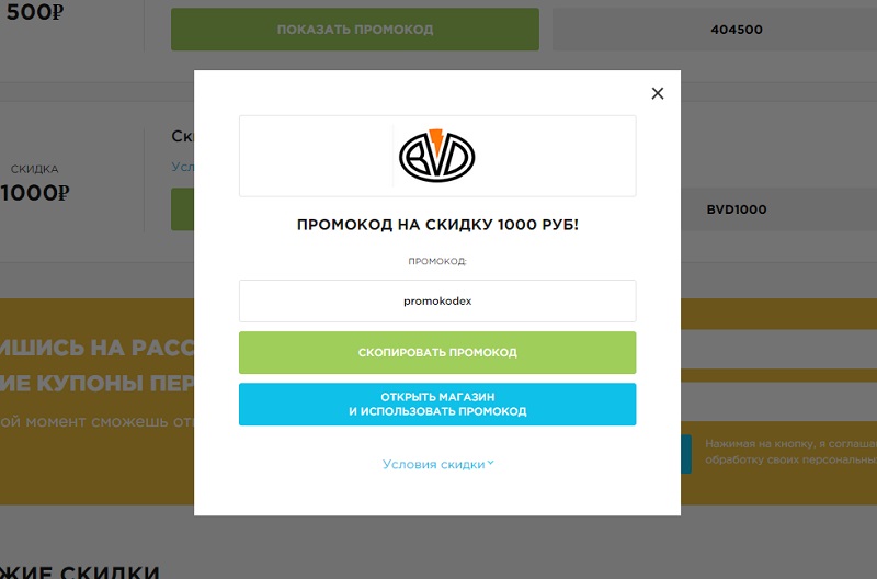 БВД Шоп промокод