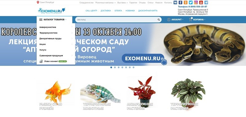 Экзоменю главная